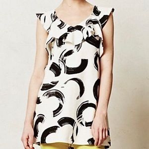 Anthro Deletta Brush Stroke Ruffle Tank Tunic Top